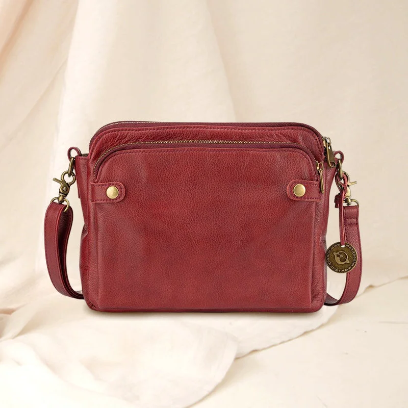 Tre-lagers Crossbody Läder Axelväska &amp; Clutch