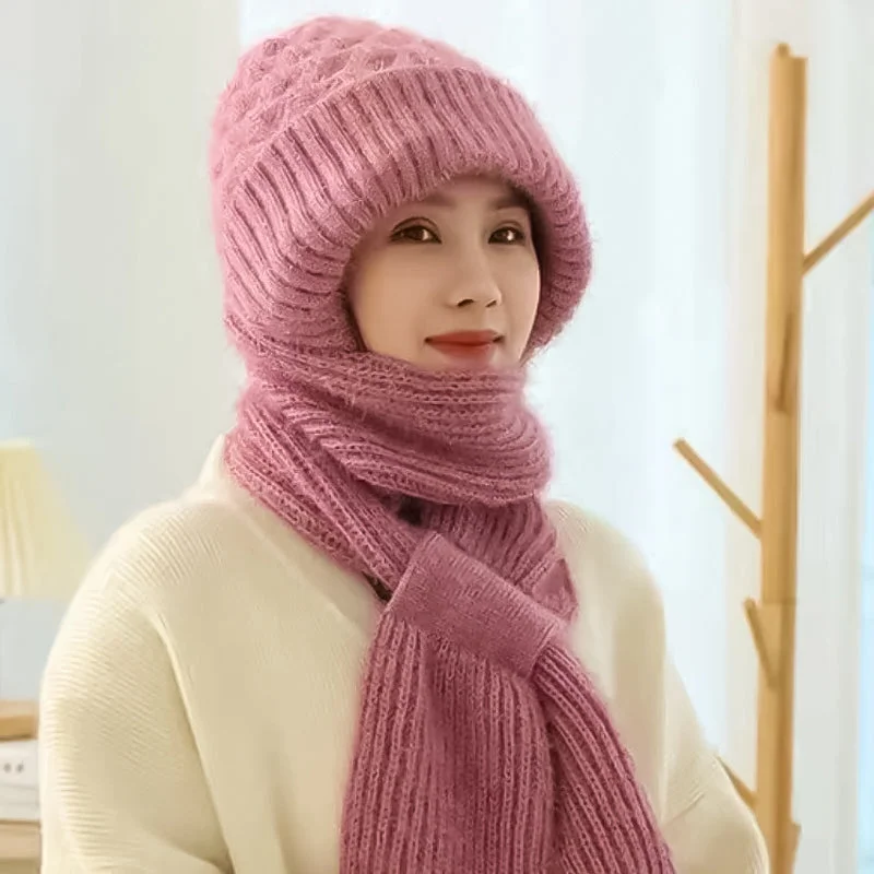 Kvinnors Vinter Integrerad Öronskydd Vindskydd Mössa Scarf