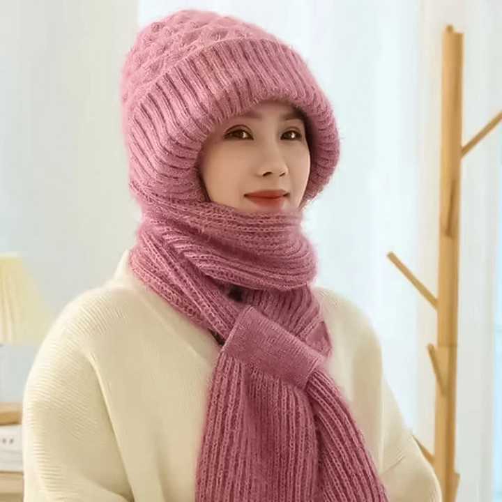 Kvinnors Vinter Integrerad Öronskydd Vindskydd Mössa Scarf