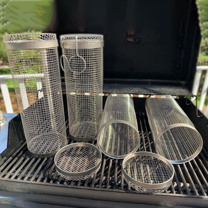 Rostfritt Stål Rullande BBQ Grillkorg