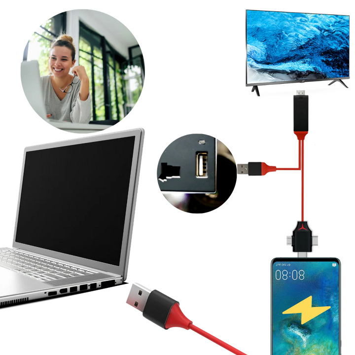 HMDI-adapterkabel för telefoner och surfplattor