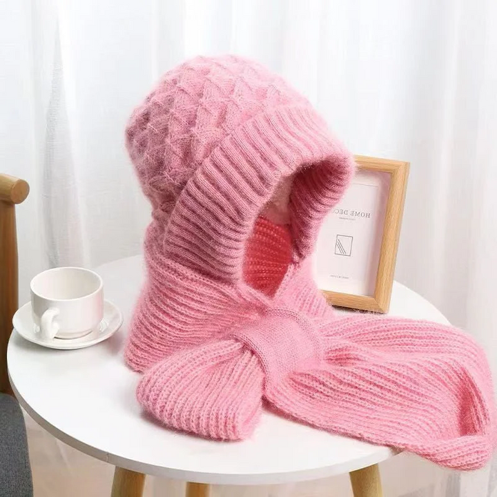 Kvinnors Vinter Integrerad Öronskydd Vindskydd Mössa Scarf