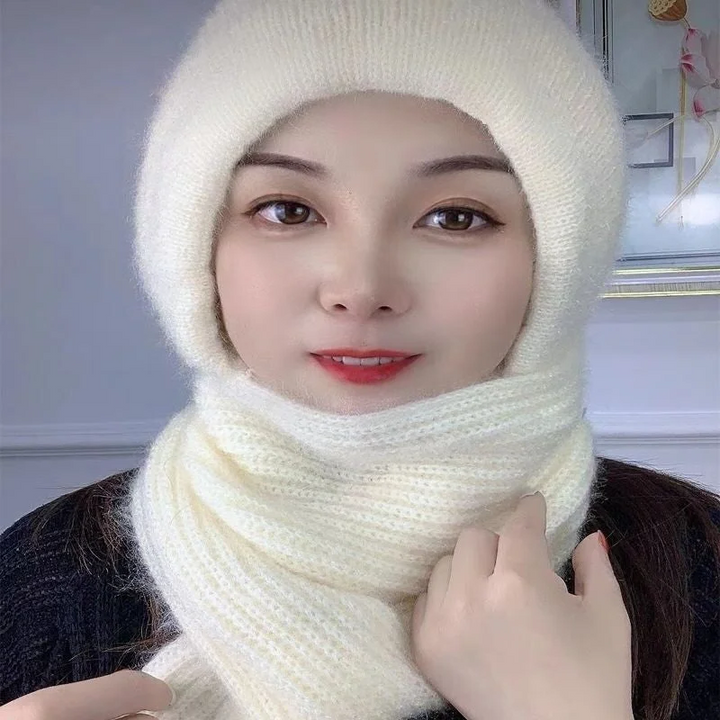 Kvinnors Vinter Integrerad Öronskydd Vindskydd Mössa Scarf