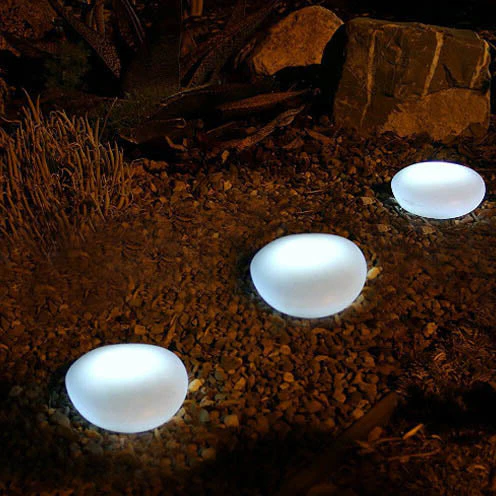 Solar Pebble ABS Sandblästrad LED Utomhus Landskapsglas Lampa