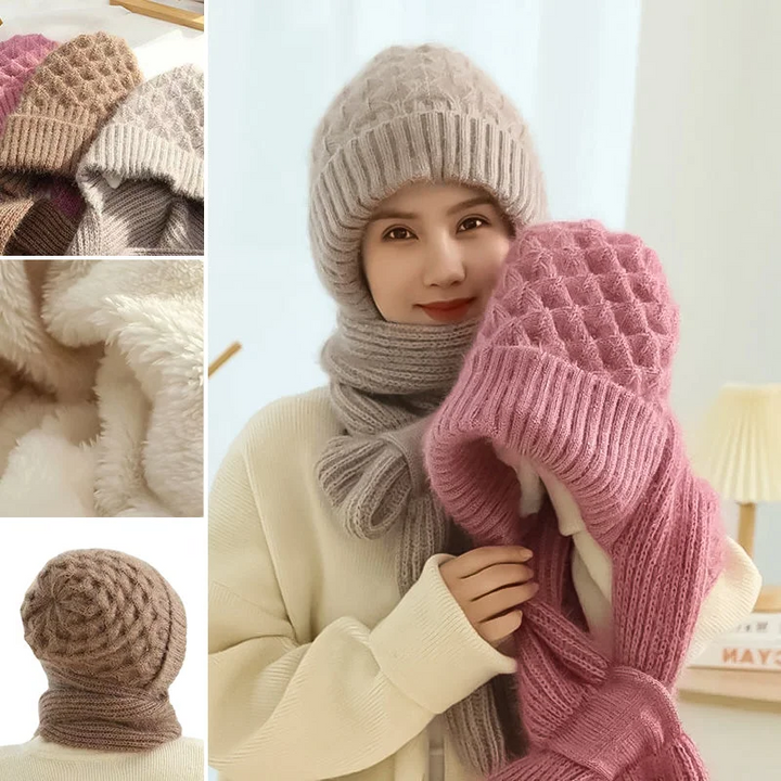 Kvinnors Vinter Integrerad Öronskydd Vindskydd Mössa Scarf
