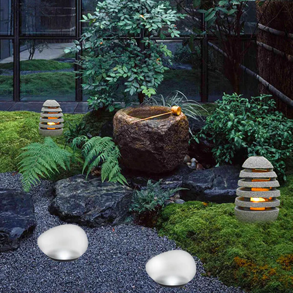 Solar Pebble ABS Sandblästrad LED Utomhus Landskapsglas Lampa