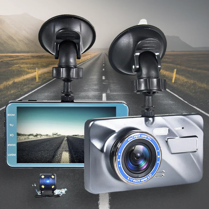 Trådlös Fram- och Bak Dash Cam Dashboardkamera för Bil med Nattseende