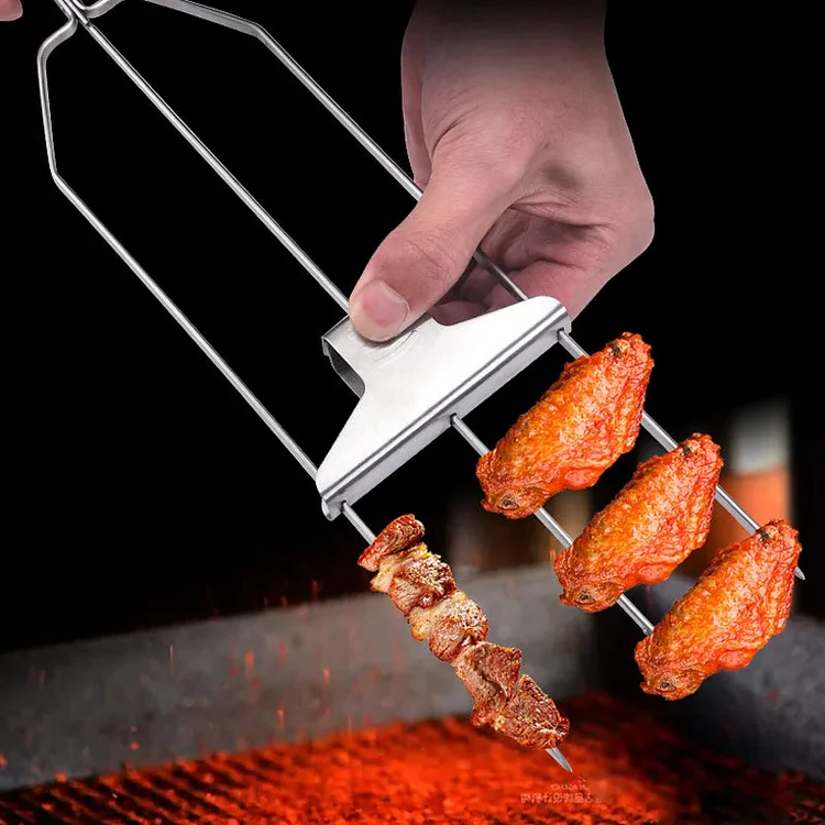 Treprongs grillspett-set