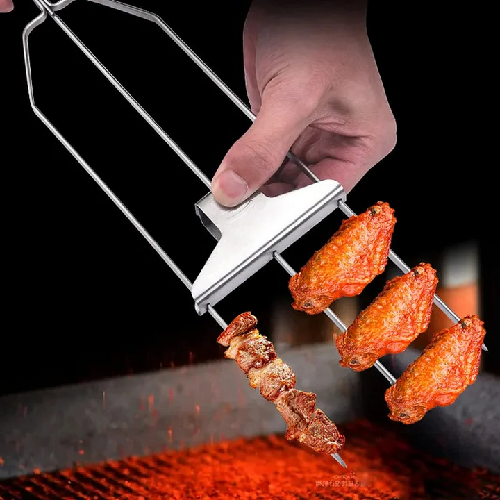 Treprongs grillspett-set
