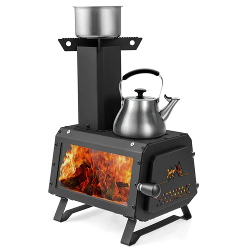 Bärbar Vedeldad Camping Matlagning Värmare Spis