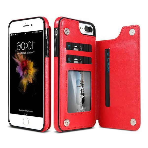 Lyxigt Läder Plånboksfodral För iPhone