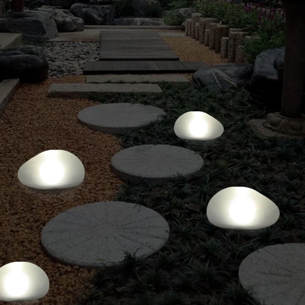 Solar Pebble ABS Sandblästrad LED Utomhus Landskapsglas Lampa