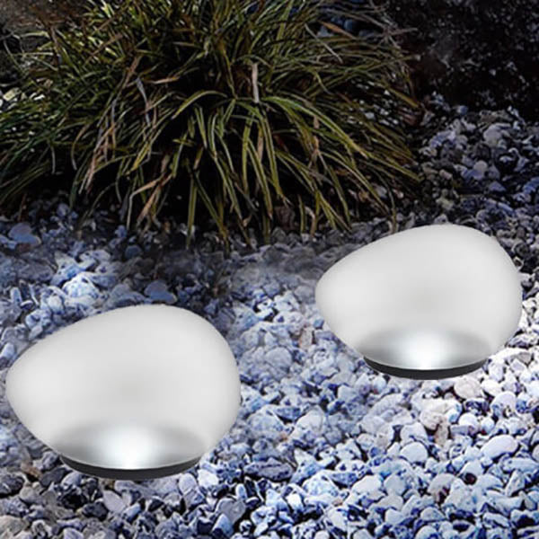 Solar Pebble ABS Sandblästrad LED Utomhus Landskapsglas Lampa