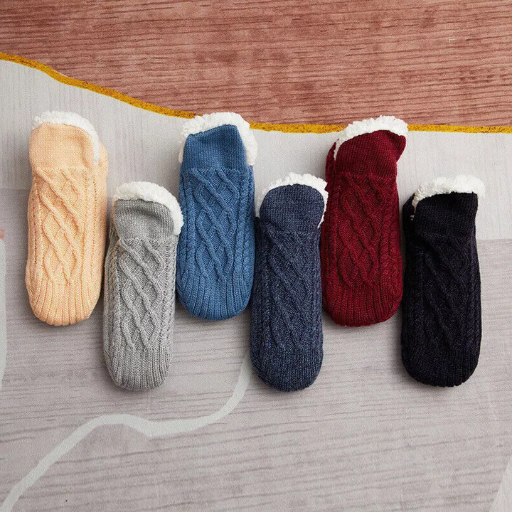Halkfria Termosockor för Kvinnor Inomhus Varm Fleece Grip Sockor