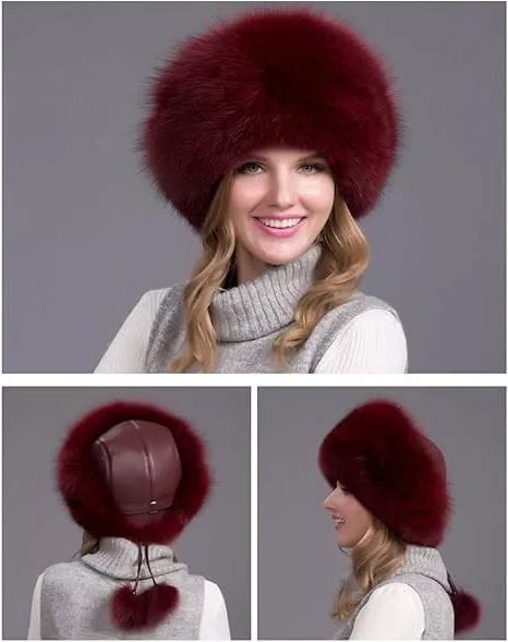 100% Naturlig Rävpälsmössa Kvinna Kappa Tjock Pälsmössa Vinter Varm Mössa Mode För Kvinna Mössa Med Öronvärmare