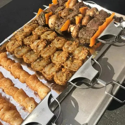 Treprongs grillspett-set