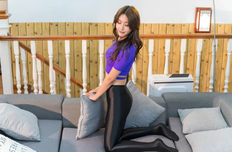 Glansiga Opaque Shiny Hög Midja Sexiga Strumpor - Hög Elastiska Smala Leggings Blyertspants