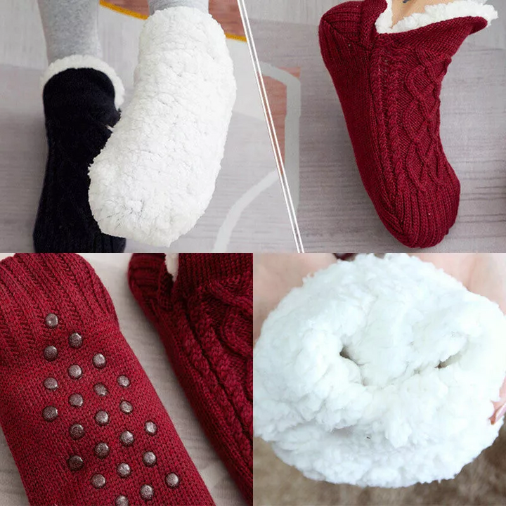 Halkfria Termosockor för Kvinnor Inomhus Varm Fleece Grip Sockor