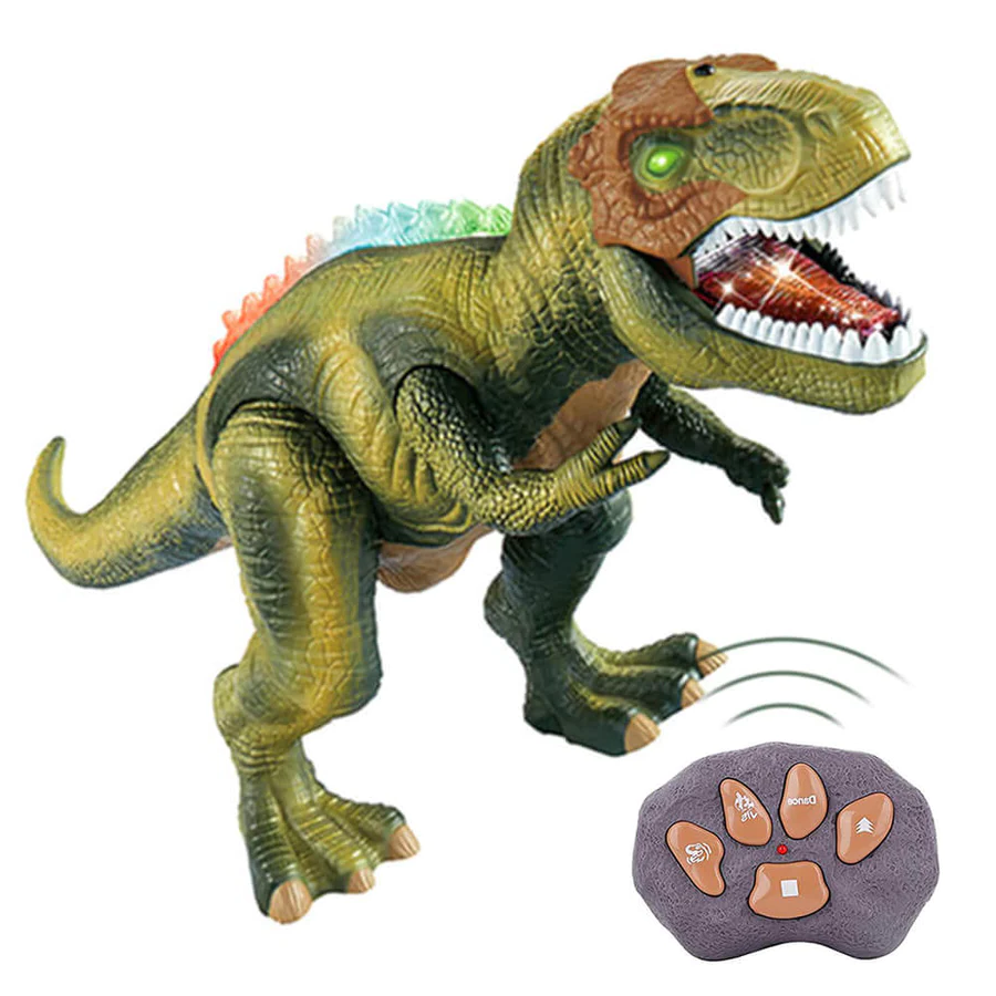 Fjärrstyrd T-Rex Dinosaurie Med LED-ljus, Gående &amp; Ropande Realistiska Dinosaurieleksaker