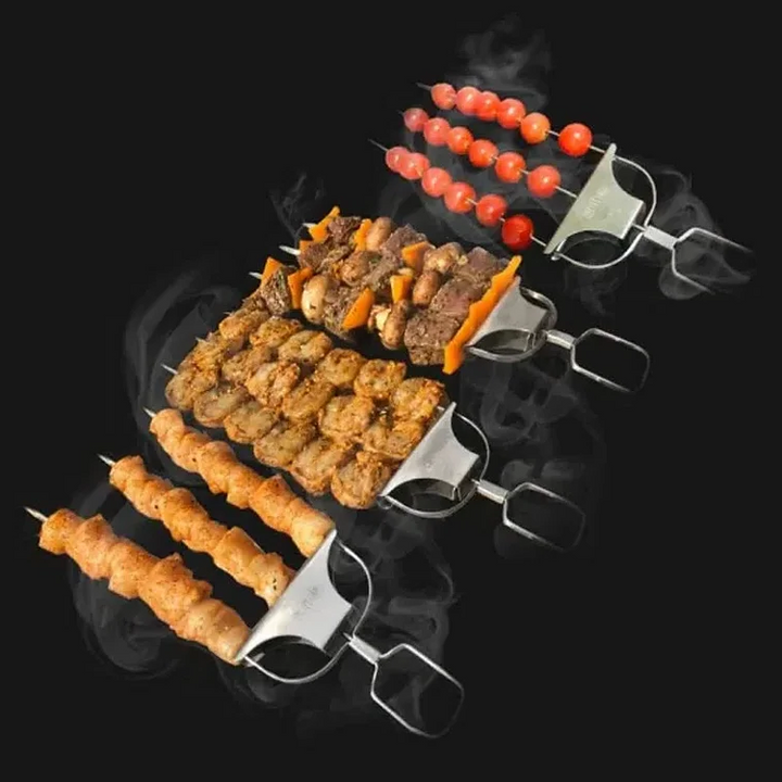 Treprongs grillspett-set