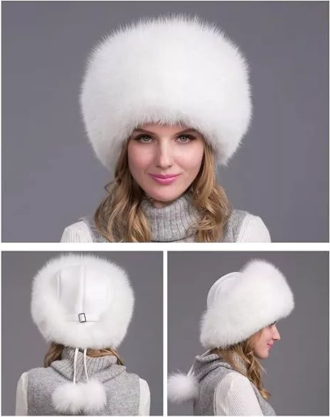 100% Naturlig Rävpälsmössa Kvinna Kappa Tjock Pälsmössa Vinter Varm Mössa Mode För Kvinna Mössa Med Öronvärmare