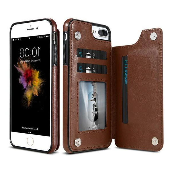 Lyxigt Läder Plånboksfodral För iPhone