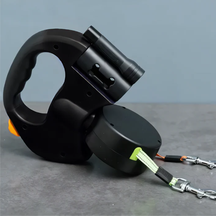 Dubbel Hundkoppel - Trasselfritt - LED-Ljus &amp; 360° Svängning