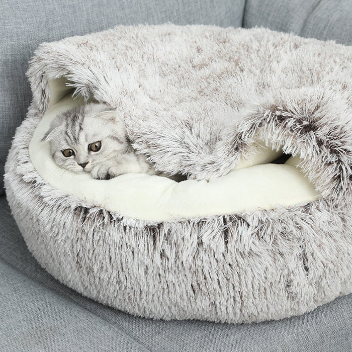 Mysig Säng för Hundar och Katter - SnuggleCave - Plush Komfort - Flera Storlekar &amp; Färger