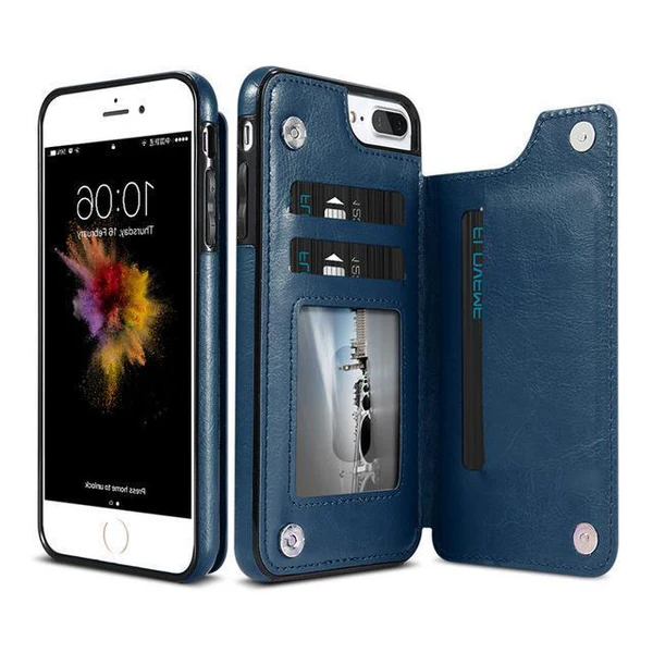 Lyxigt Läder Plånboksfodral För iPhone