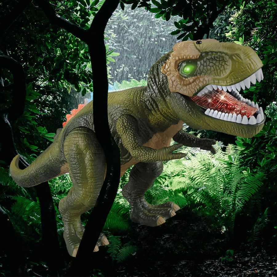 Fjärrstyrd T-Rex Dinosaurie Med LED-ljus, Gående &amp; Ropande Realistiska Dinosaurieleksaker
