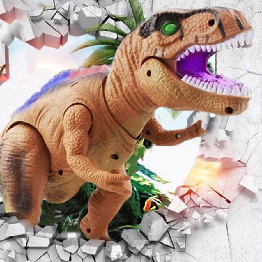 Fjärrstyrd T-Rex Dinosaurie Med LED-ljus, Gående &amp; Ropande Realistiska Dinosaurieleksaker