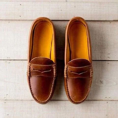 Kvinnor Vintage Slip On Loafers Låg Klack PU Läder Loafers