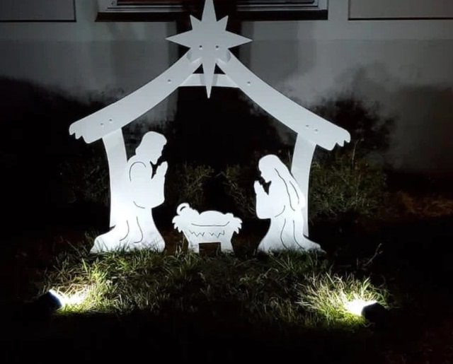 Helig Natt Utomhus Julkrubba