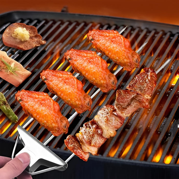 Treprongs grillspett-set