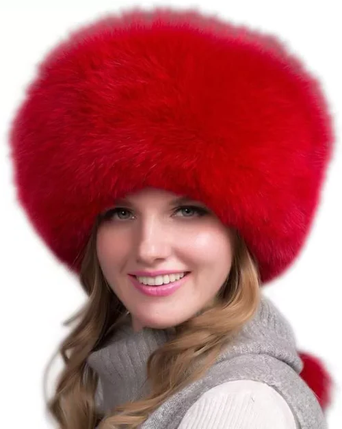 100% Naturlig Rävpälsmössa Kvinna Kappa Tjock Pälsmössa Vinter Varm Mössa Mode För Kvinna Mössa Med Öronvärmare