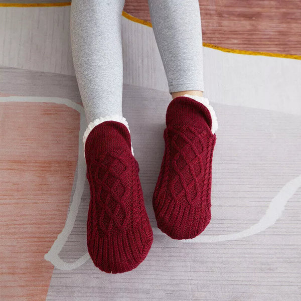 Halkfria Termosockor för Kvinnor Inomhus Varm Fleece Grip Sockor