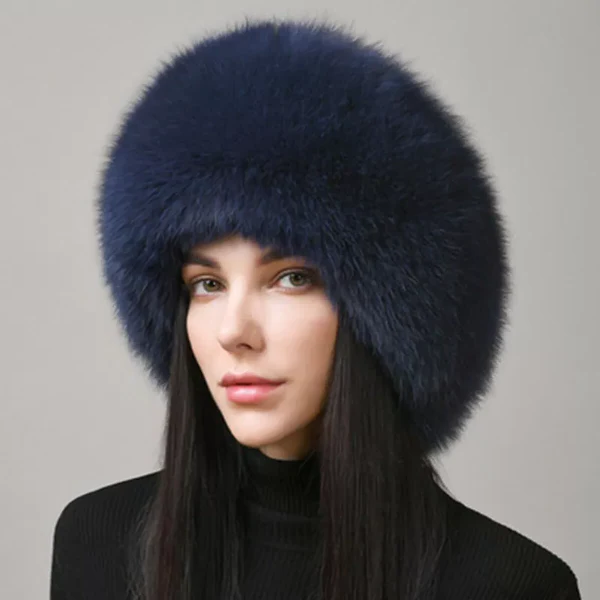 100% Naturlig Rävpälsmössa Kvinna Kappa Tjock Pälsmössa Vinter Varm Mössa Mode För Kvinna Mössa Med Öronvärmare
