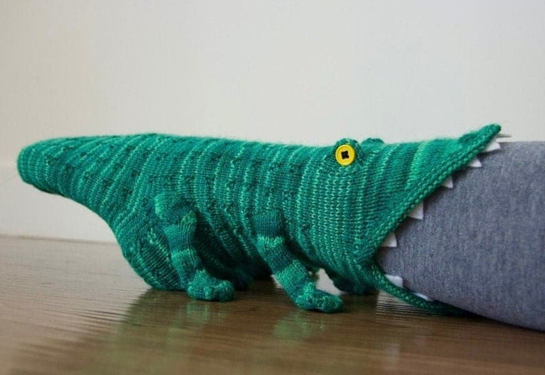 3D Stickade Krokodilsockor