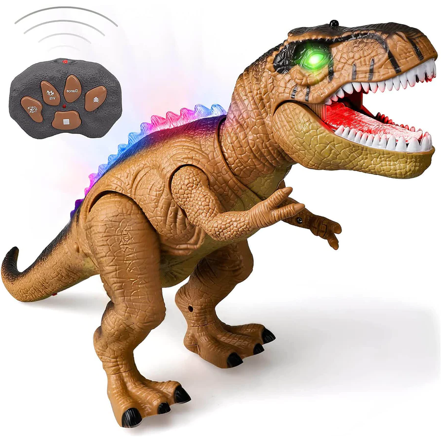 Fjärrstyrd T-Rex Dinosaurie Med LED-ljus, Gående &amp; Ropande Realistiska Dinosaurieleksaker