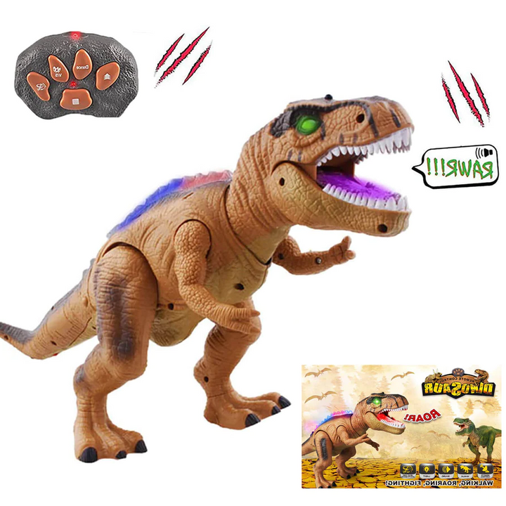 Fjärrstyrd T-Rex Dinosaurie Med LED-ljus, Gående &amp; Ropande Realistiska Dinosaurieleksaker