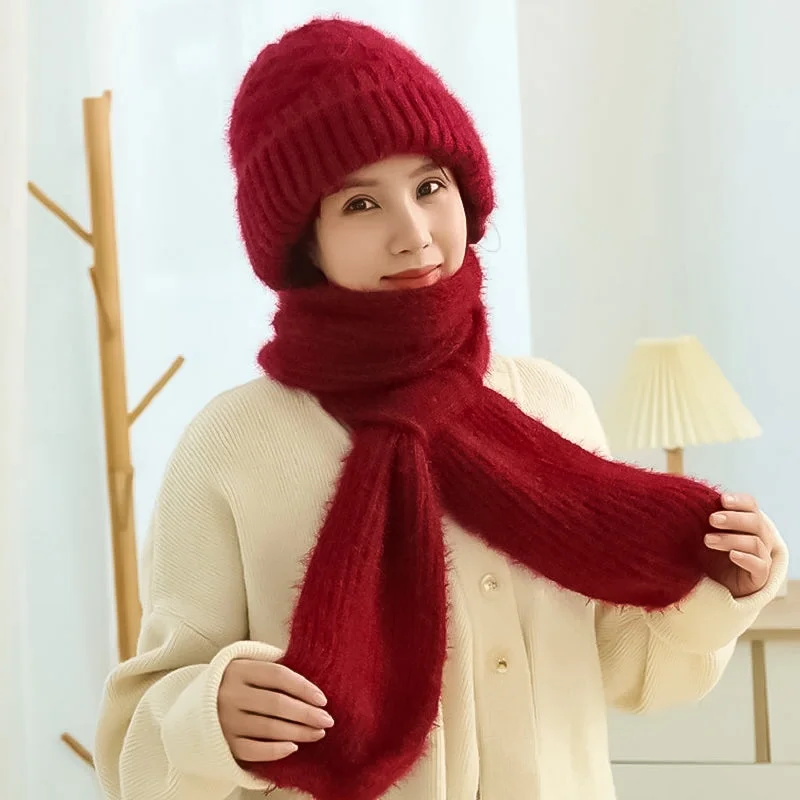 Kvinnors Vinter Integrerad Öronskydd Vindskydd Mössa Scarf