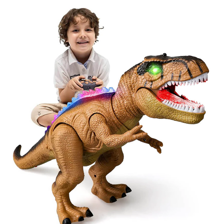 Fjärrstyrd T-Rex Dinosaurie Med LED-ljus, Gående &amp; Ropande Realistiska Dinosaurieleksaker