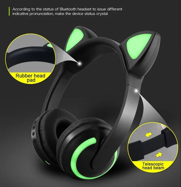 Katts lysande Bluetooth-hörlurar