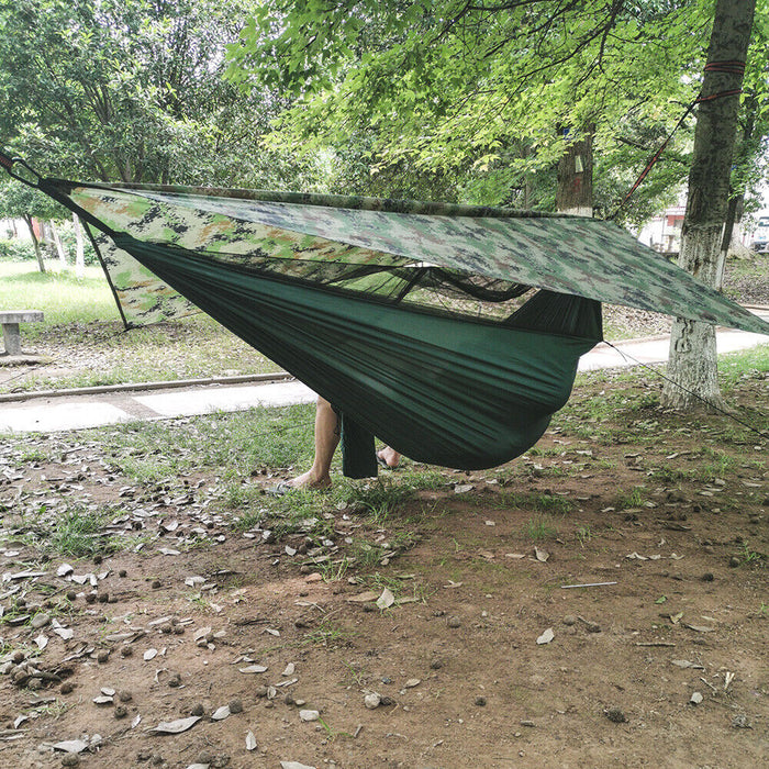Portabelt Tvåpersoners Utomhus Resande Camping Hängmatta Tält Med Tak