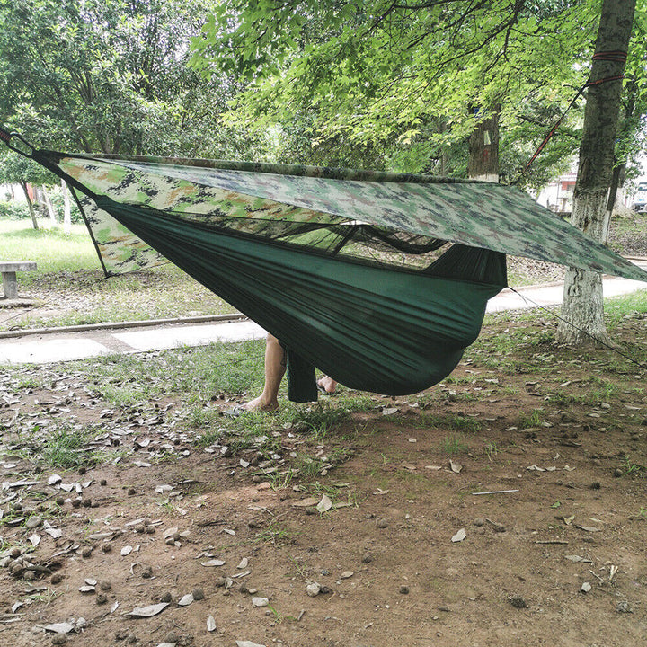 Portabelt Tvåpersoners Utomhus Resande Camping Hängmatta Tält Med Tak