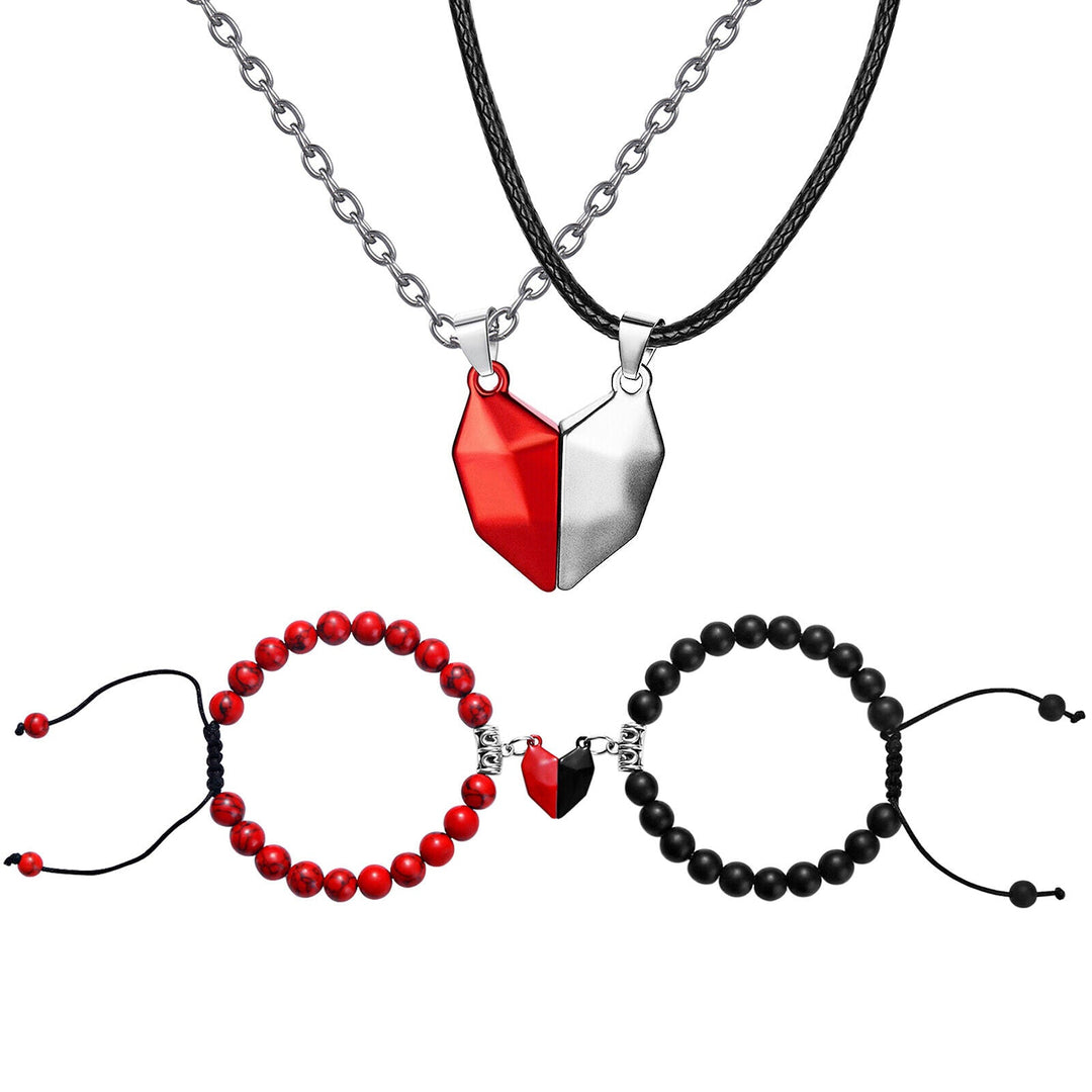 Valentins magnetiska hjärtan parhalsband och armband presentset