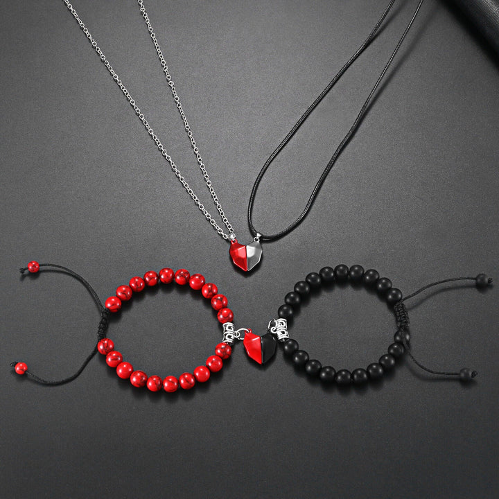 Valentins magnetiska hjärtan parhalsband och armband presentset