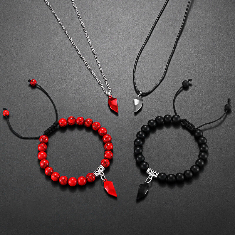 Valentins magnetiska hjärtan parhalsband och armband presentset