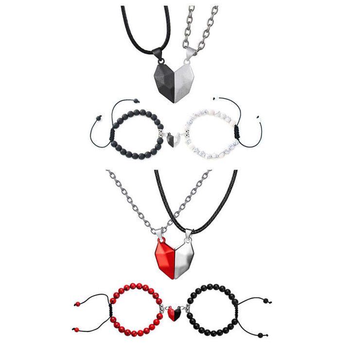 Valentins magnetiska hjärtan parhalsband och armband presentset