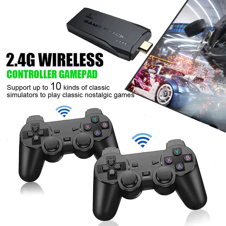 HDMI 4K TV Spel Stick Konsol | 64GB med 20,000+ Retro Spel &amp; 2 Trådlösa Spelkontroller